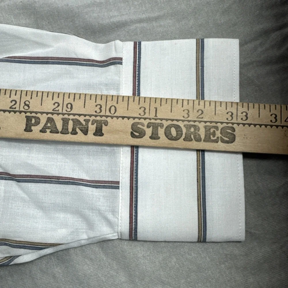Vintage Botany 500 Dress Shirt Mens 17 White Striped Long Sleeve Button Up NEW - Picture 4 of 6